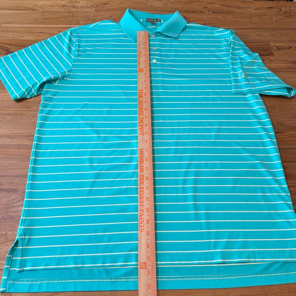 Peter Millar Polo Men’s Large Summer Comfort Embroidered “R” Aqua Light Yellow - Picture 9 of 10
